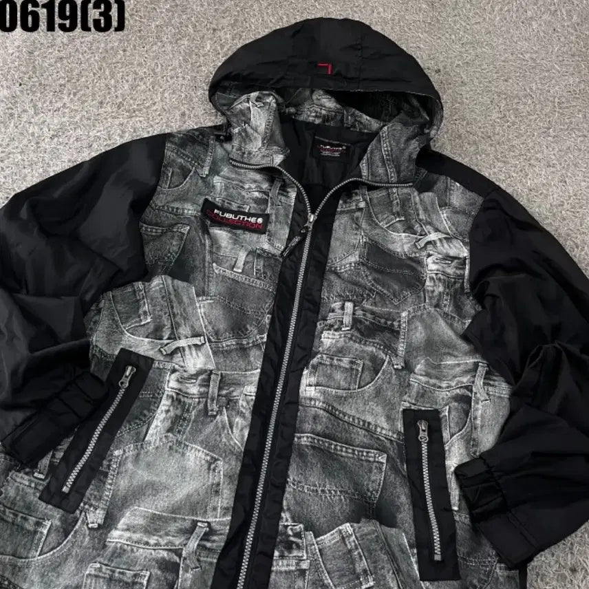 [BUNJANG] Fubu Denim Patch Hoodie Jacket / 푸부 후부  데님 패치 후드 자켓100 0619
