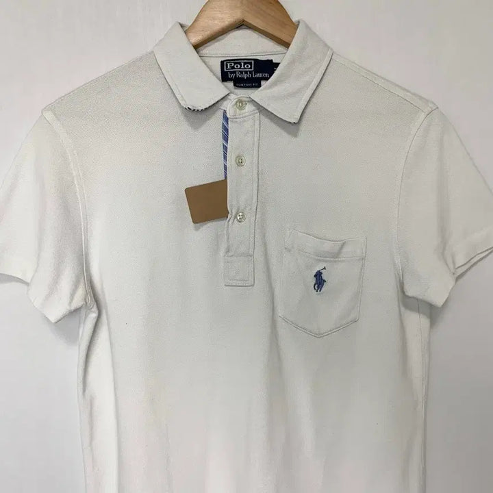 [BUNJANG] Polo Ralph Lauren Custom Fit Pony Logo Pocket T-Shirt White M / 폴로 랄프로렌 커스텀핏 포니로고 포켓반팔카라티셔츠 피케폴로티 화이트 M