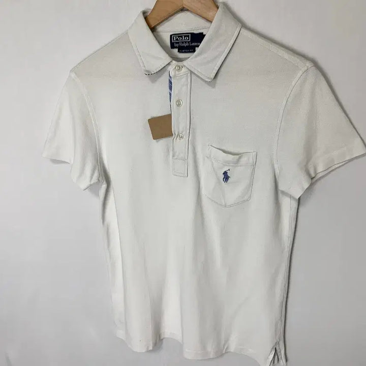 [BUNJANG] Polo Ralph Lauren Custom Fit Pony Logo Pocket T-Shirt White M / 폴로 랄프로렌 커스텀핏 포니로고 포켓반팔카라티셔츠 피케폴로티 화이트 M