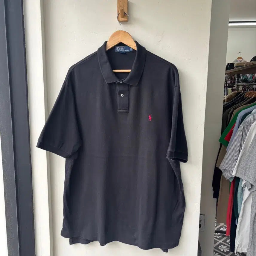 [BUNJANG] Polo Ralph Lauren Black Short Sleeve Polo Shirt XL / 17296 - 폴로 랄프로렌 블랙 반팔 카라티