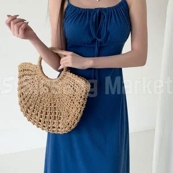 [BUNJANG] Ribbon Long One-Piece Dress / [빠른발송] 포카리 롱원피스 끈원피스 리본 여리핏 바캉스룩