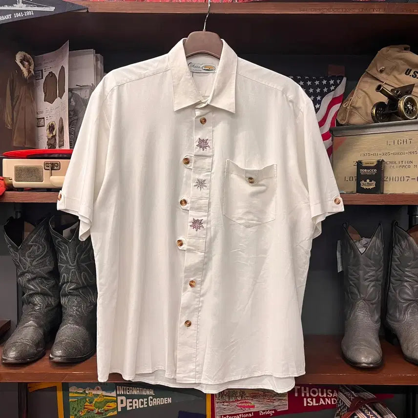 [BUNJANG] 90s Anna Edelweiss Embroidery Trachten Bavarian Shirt XL / 90s Anna 에델바이스 자수 트라흐텐 바바리안 셔츠 N1687 쿠바