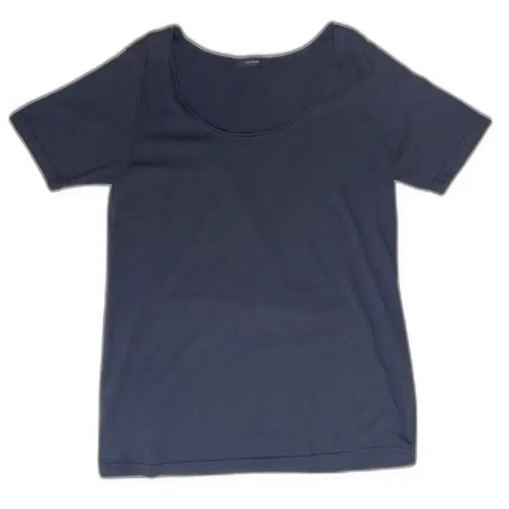 [BUNJANG] Basic Black Wide Neckline Short Sleeve T-Shirt / 기본 블랙 와이드 넥라인 반팔 티셔츠