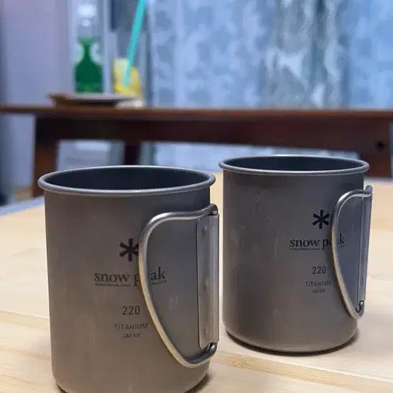 [BUNJANG] Snow Peak Titanium Cup 220 (2 pcs) &amp; Titanium Trek 1400 Pot Set / 티타늄 컵 220 2개, 코펠 1400