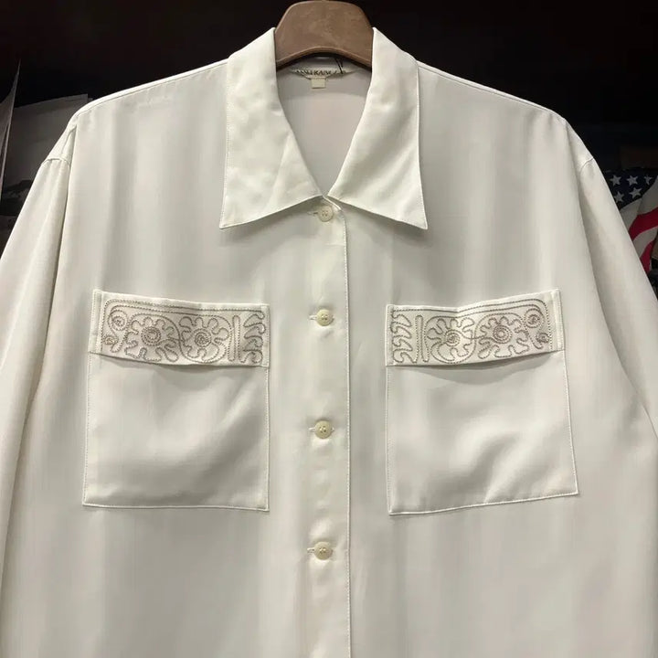 [BUNJANG] 1980s-1990s Ethnic Stitch Embroidery Guayabera Cuban Shirt / 80~90s 에스닉 스티치 자수 구아야베라 쿠바 셔츠 N1690