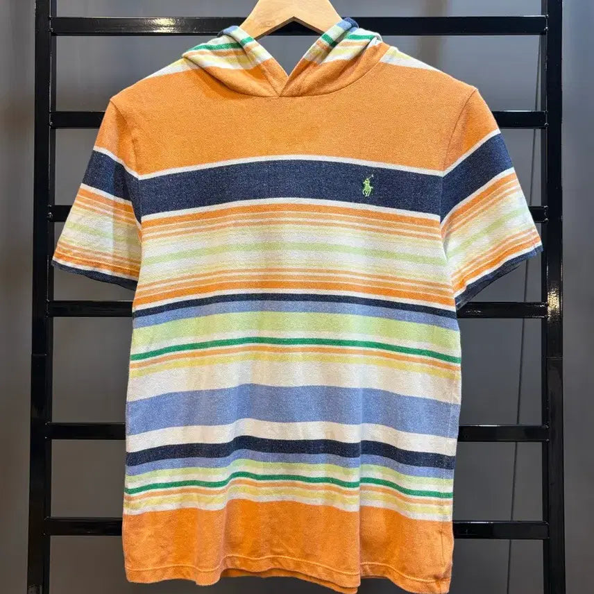 [BUNJANG] Polo Ralph Lauren Multi Stripe Hooded T-Shirt &amp; Shorts Set-up / [사이즈 160/L] 폴로 랄프로렌 멀티 스트라이프 셋업 (후드 반팔 +