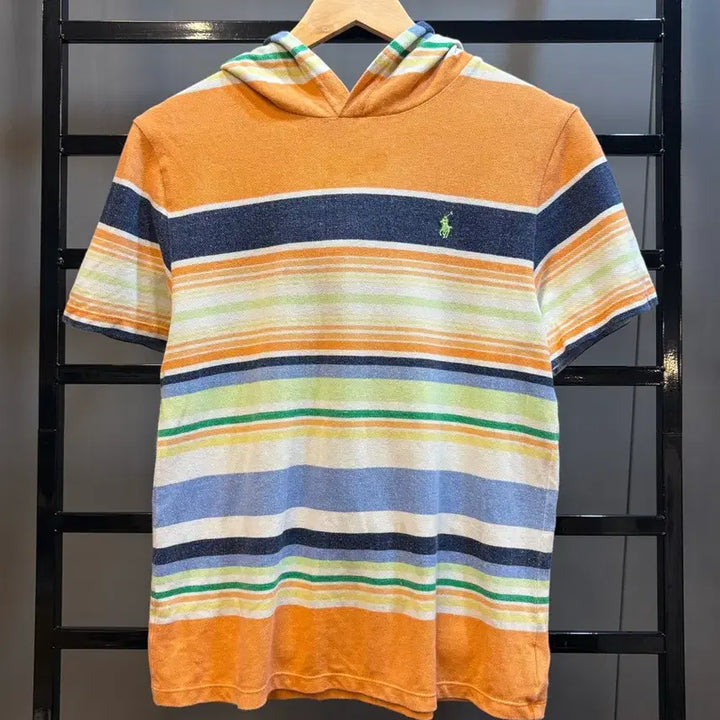 [BUNJANG] Polo Ralph Lauren Multi Stripe Hooded T-Shirt &amp; Shorts Set-up / [사이즈 160/L] 폴로 랄프로렌 멀티 스트라이프 셋업 (후드 반팔 +