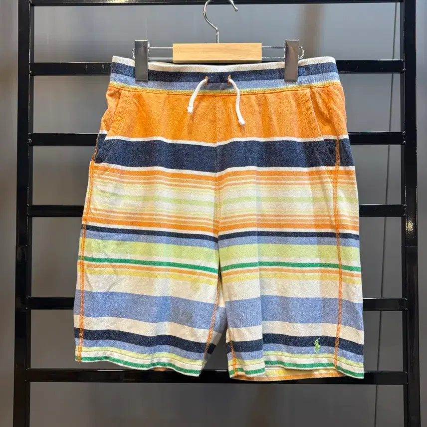 [BUNJANG] Polo Ralph Lauren Multi Stripe Hooded T-Shirt &amp; Shorts Set-up / [사이즈 160/L] 폴로 랄프로렌 멀티 스트라이프 셋업 (후드 반팔 +
