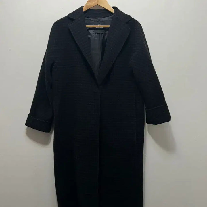 [BUNJANG] Black Check Long Coat (M) / 블랙 체크 롱 코트 M