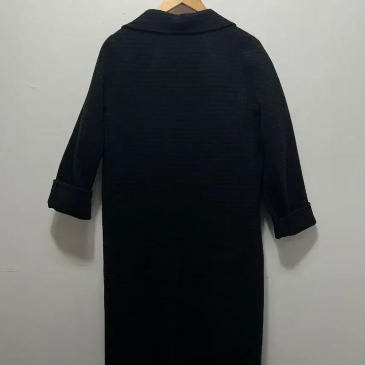 [BUNJANG] Black Check Long Coat (M) / 블랙 체크 롱 코트 M