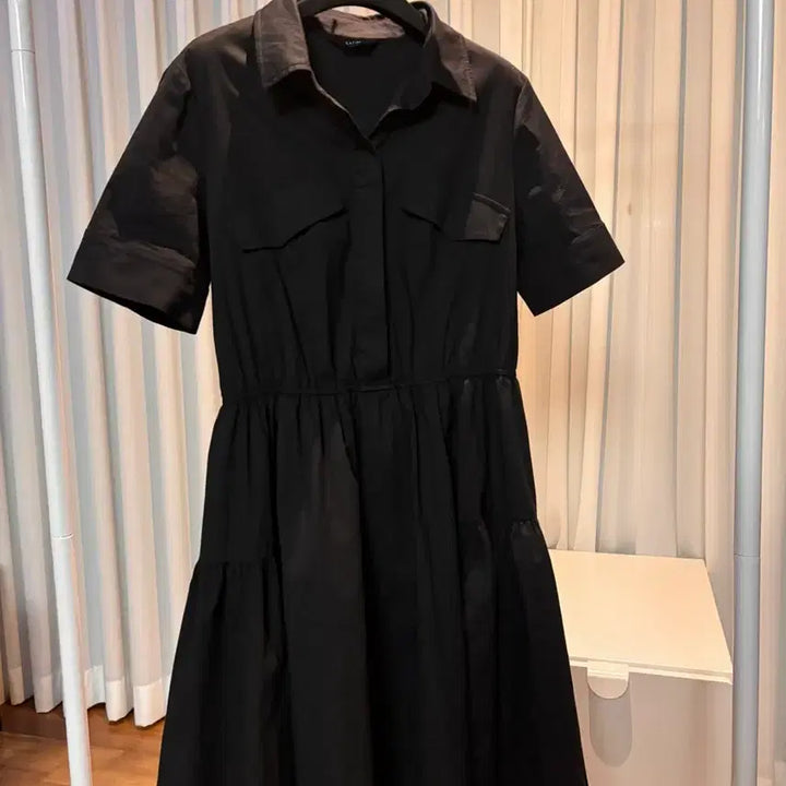 [BUNJANG] Satin Black Short Sleeve Dress / 샤틴 검정 반팔 원피스