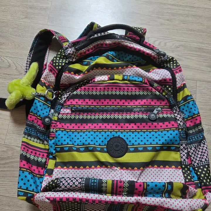 [BUNJANG] Kipling Backpack Colorful Pattern with Charm / 키플링 백팩