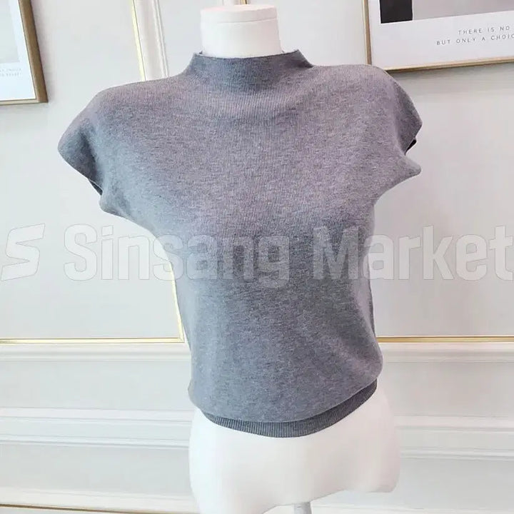 [BUNJANG] Basic Daily Short Sleeve Knit Top / [빠른발송] 소량바바캡소매 제작 니트 하이넥 반목 폴라 기본 데일리 반팔