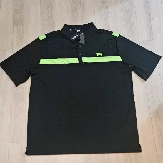 [BUNJANG] PXG Golf Wear Short Sleeve Polo Shirt Black Lime Size 115 / PXG 골프웨어 반팔 카라티셔츠 블랙 라임 115 가슴단면 66