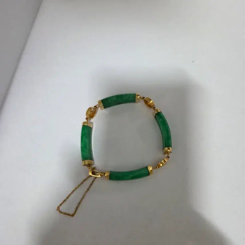 [BUNJANG] Jade Cylinder Bracelet with Gold Plating / 비취 원통 팔찌 골드도금