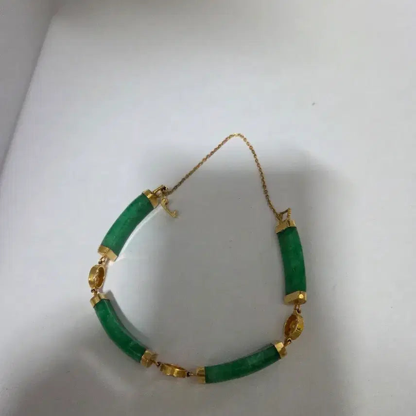 [BUNJANG] Jade Cylinder Bracelet with Gold Plating / 비취 원통 팔찌 골드도금