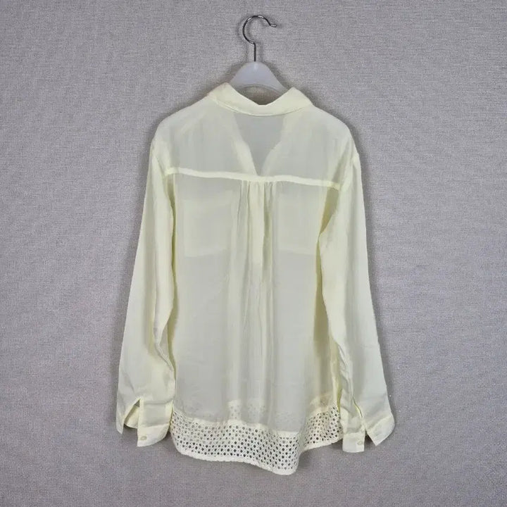 [BUNJANG] Yellow See-Through Lace Blouse L / (