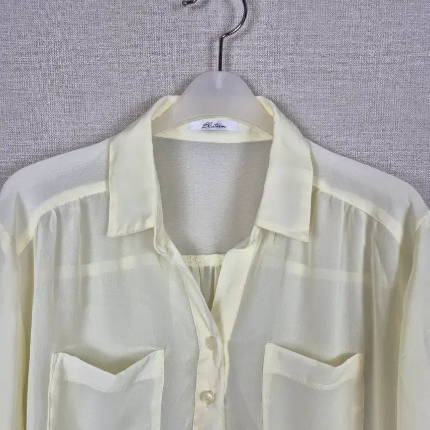 [BUNJANG] Yellow See-Through Lace Blouse L / (