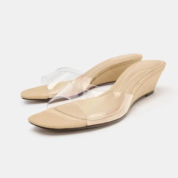 [BUNJANG] ZARA Vinyl Wedge Mule Sandals / 자라 비닐 웨지 뮬 샌들
