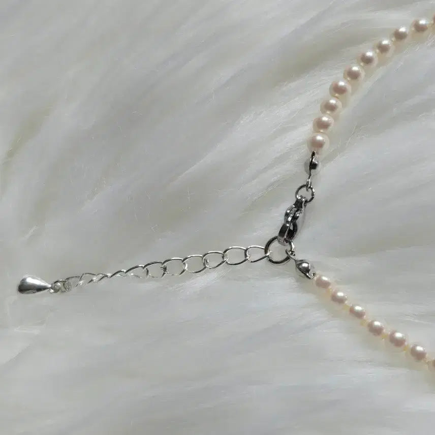 [BUNJANG] Freshwater Pearl Accent Blue Crystal Bead Anklet / 담수진주포인트 블루크리스탈비즈발찌
