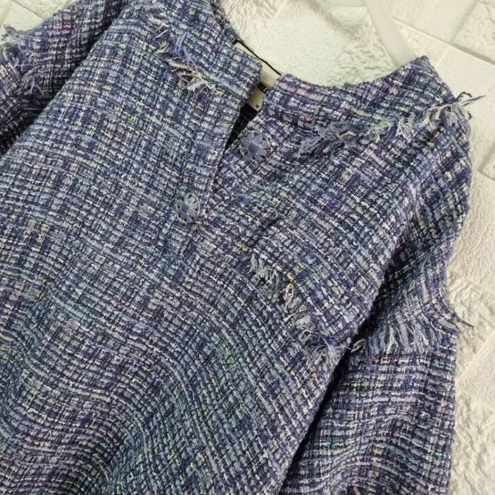 [BUNJANG] Karl Lagerfeld Tweed Short Jacket Navy / 칼라거펠트 트위드 숏 재킷 네이비