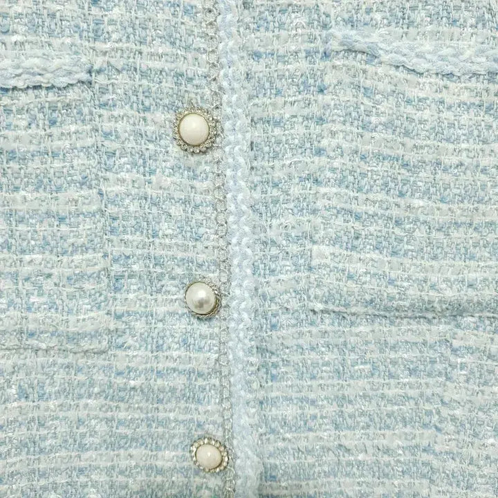 [BUNJANG] Rian New York Silver Thread Pearl Round Tweed Jacket / 리안 뉴욕 은사 펄 라운드 트위드 자켓 85_S2290
