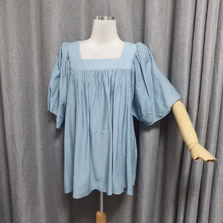 [BUNJANG] Square Blue Blouse / 스퀘어 블루 블라우스