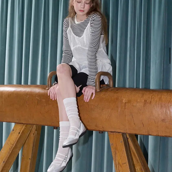 [BUNJANG] CielCiel Nudge Strap Mary Jane Flats Silver / (새상품) 씨엘씨엘 넛지 스트랩 메리제인