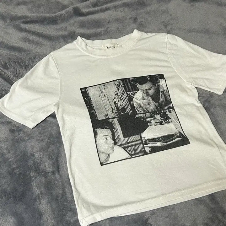 [BUNJANG] Vintage Movie Printing Slim Fit Short Sleeve T-Shirt / [슬림핏] 빈티지 무비 프린팅 반팔티