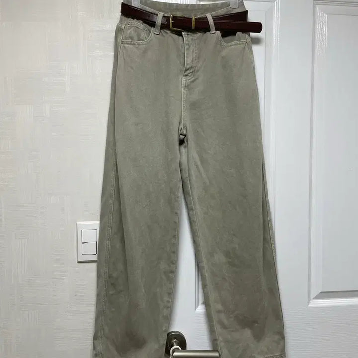 [BUNJANG] Cotton Pants with Belt Set / 연카키 코튼팬츠 +벨트세트