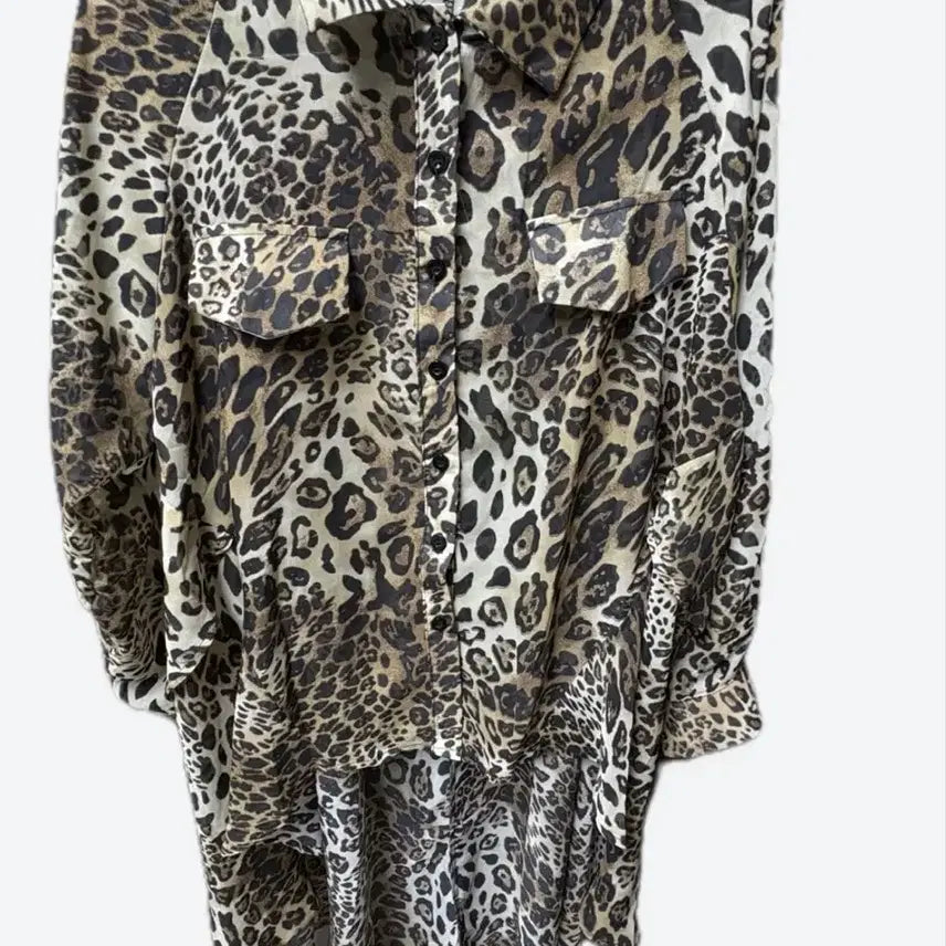 [BUNJANG] Leopard Pattern Shirt Dress / 레오파드 패턴 셔츠 원피스