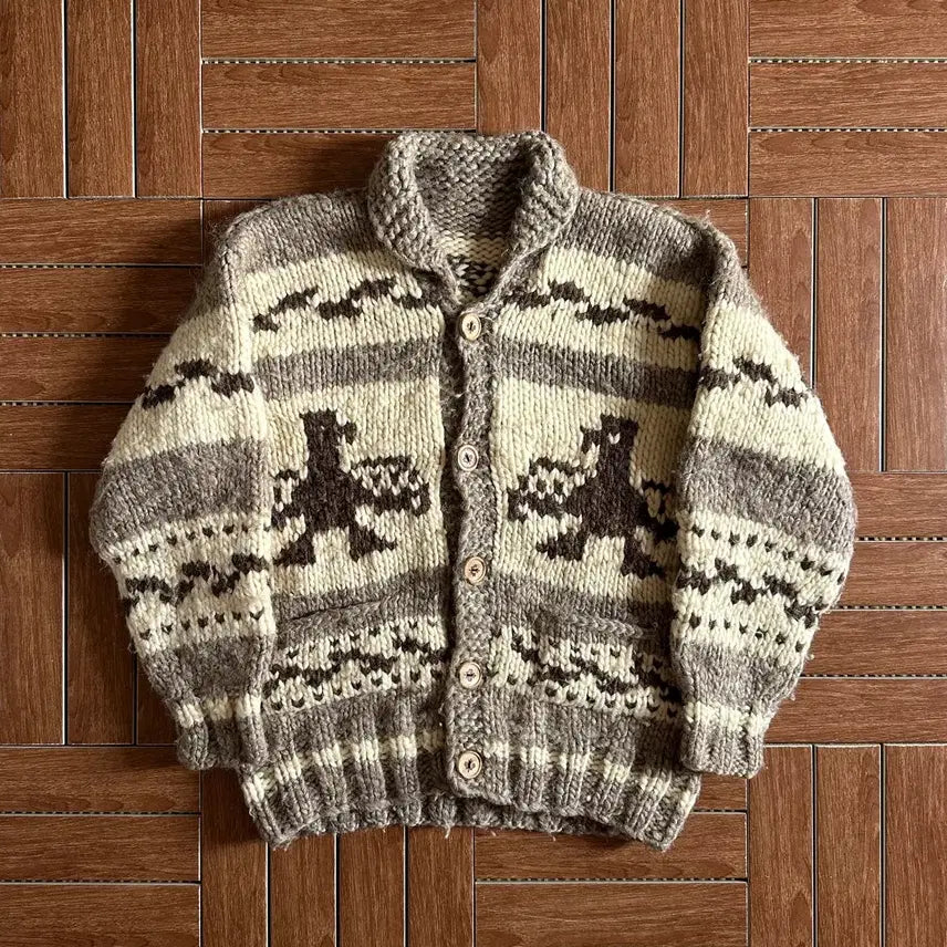 [BUNJANG] 80s-90s Ca Dumaus Canadian Cowichan Cardigan Sweater 100% Virgin Wool / 80-90s Ca Dumaus 캐나다 코위찬 기디건 스웨터