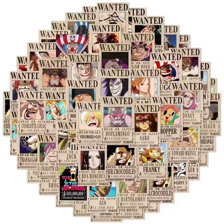 [BUNJANG] One Piece Wanted Poster Sticker Mini Poster Set (50 Sheets) / (무료배송) 원피스 미니 포스터 스티커 50장세트