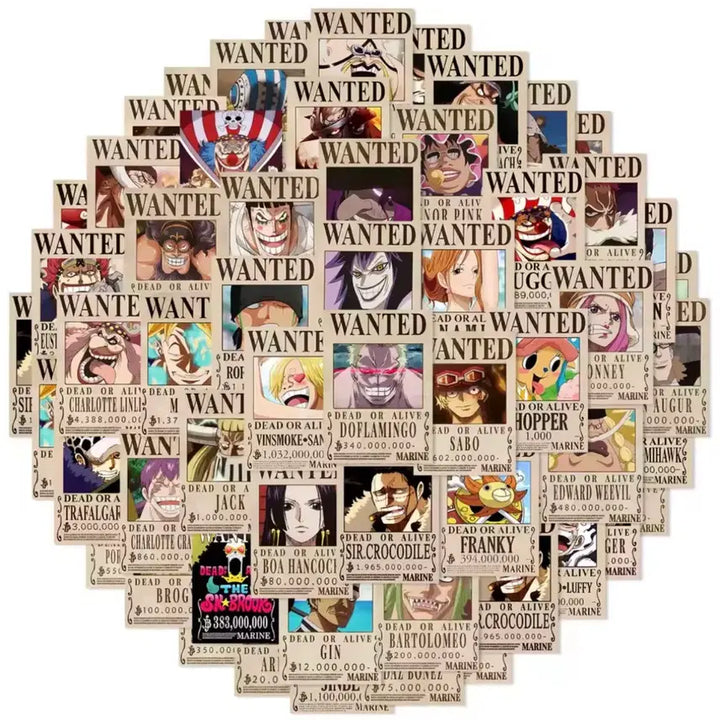 [BUNJANG] One Piece Wanted Poster Sticker Mini Poster Set (50 Sheets) / (무료배송) 원피스 미니 포스터 스티커 50장세트
