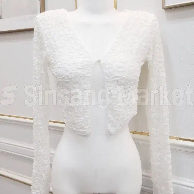 [BUNJANG] Lace Crop Cardigan / [빠른발송] 레이 크롭 가디건 레이스 여름 얇은 비치 수영장 섹시