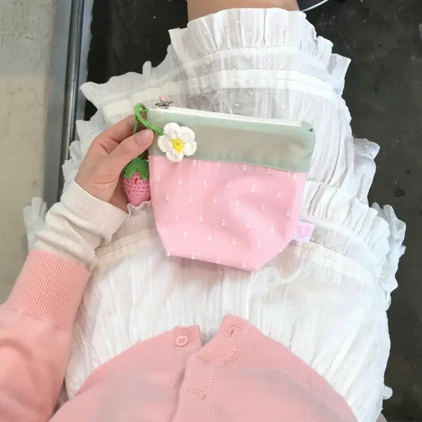 [BUNJANG] Aisummerry Strawberry Pouch Pink / 아이브레이 파우치 아이썸머리 딸기 파우치 핑크