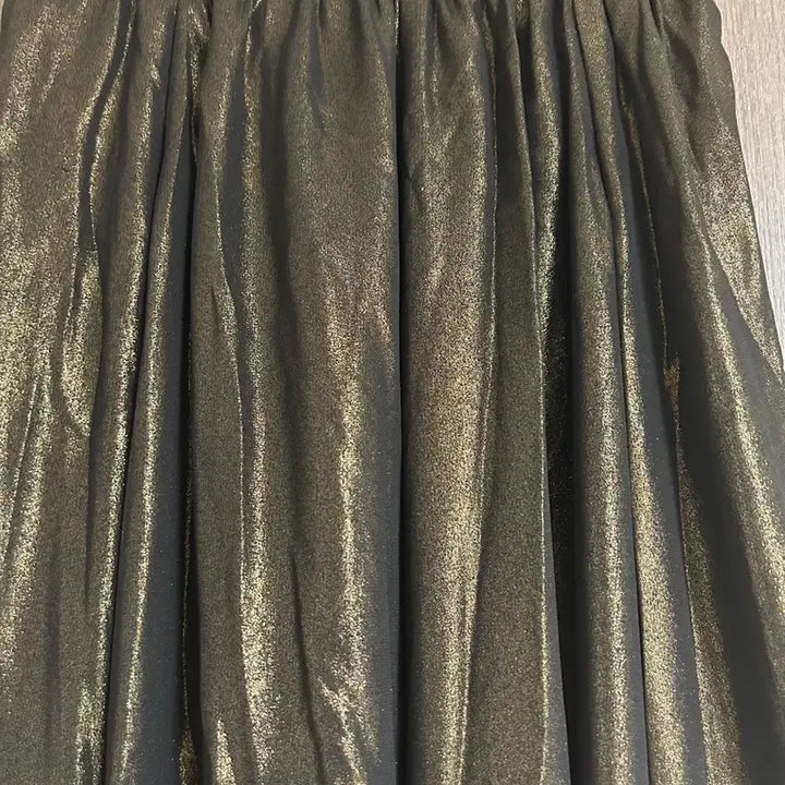 [BUNJANG] OKAN Gold Chiffon Shirring Long Skirt Black / 오칸 골드펄 쉬폰 셔링 롱 스커트 블랙