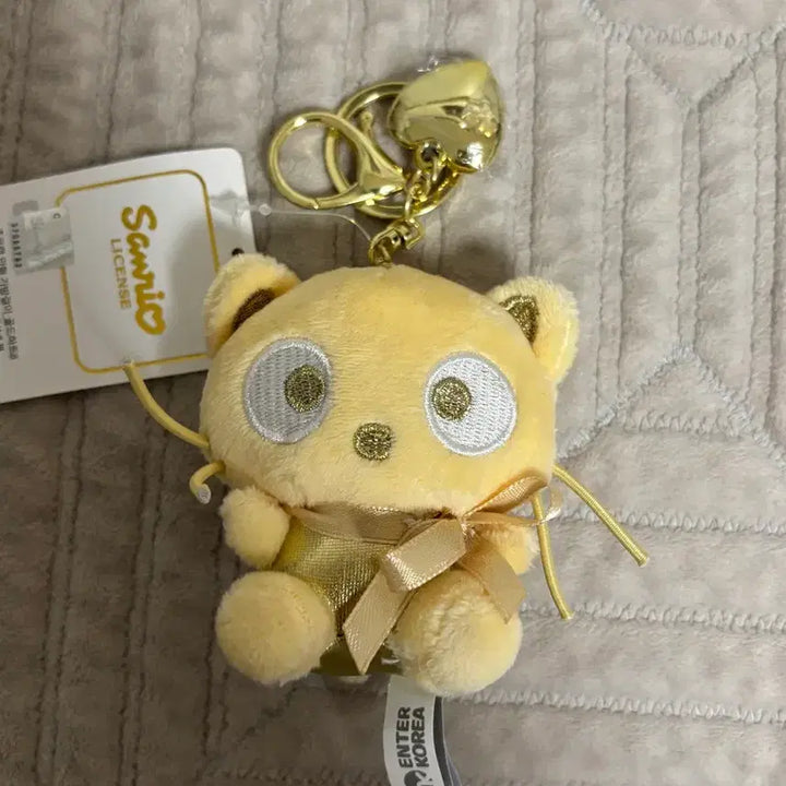 [BUNJANG] Sanrio Chococat Gold Heart Charm Keyring Plush / 산리오 초코캣 골드 하트참 키링 인형