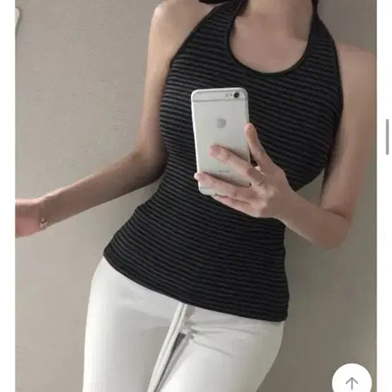 [BUNJANG] Striped Halter Neck Tank Top / 급처)단가라 홀터넥나시 (가격내림x
