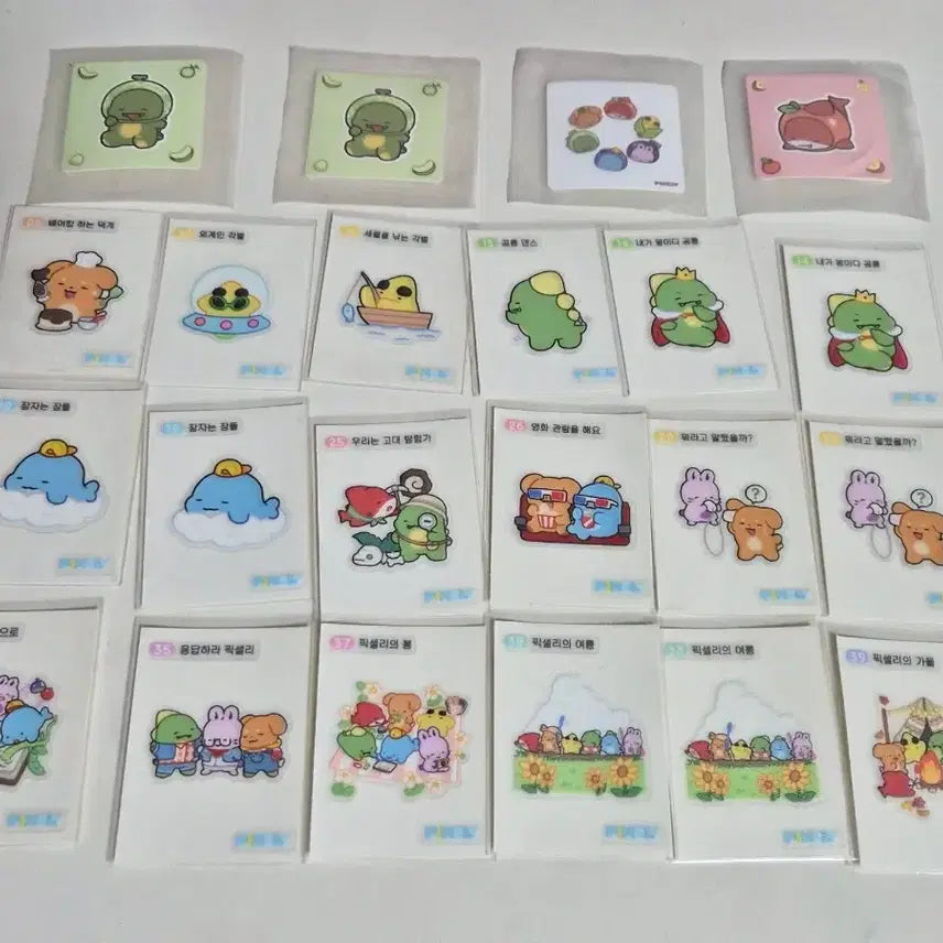 [BUNJANG] Pixelley Bread &amp; Jelly Sticker Set / 픽셀리 빵,젤리 띠부실, 스티커 팝니다