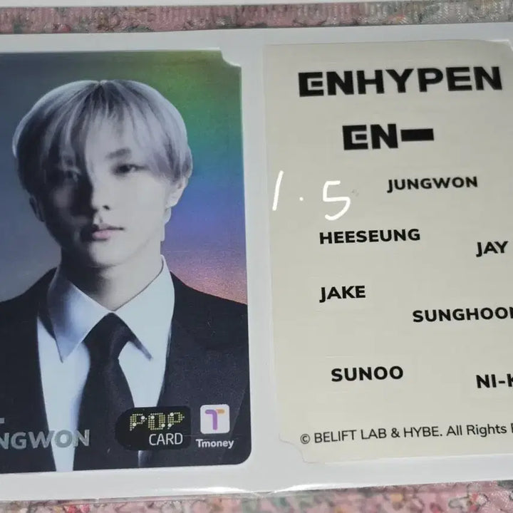 [BUNJANG] ENHYPEN Sunghoon Tmoney Transportation Card (Sealed) / 미개봉) 엔하이픈 정원 티머니 교통카드 양도
