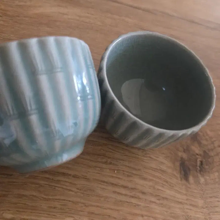 [BUNJANG] Haegang Yoo Geun-hyung Celadon Bamboo Knot Decorated Cup / 해강 유근형 선생 죽절문 잔