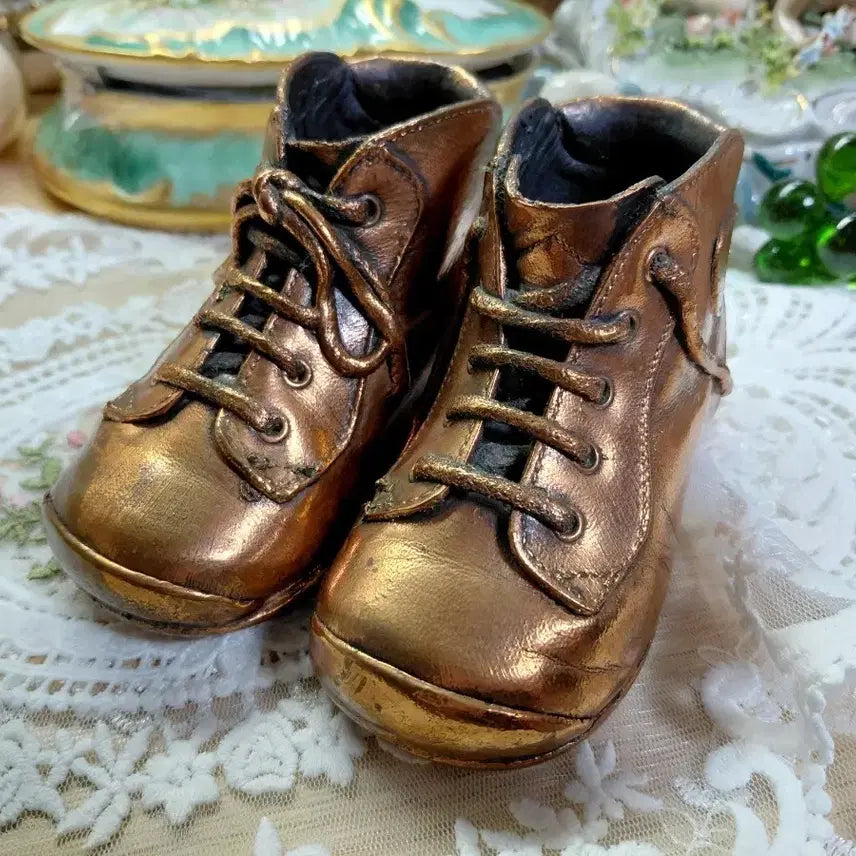 [BUNJANG] Rare 1940s Antique Bronze Baby Booties Pair - &