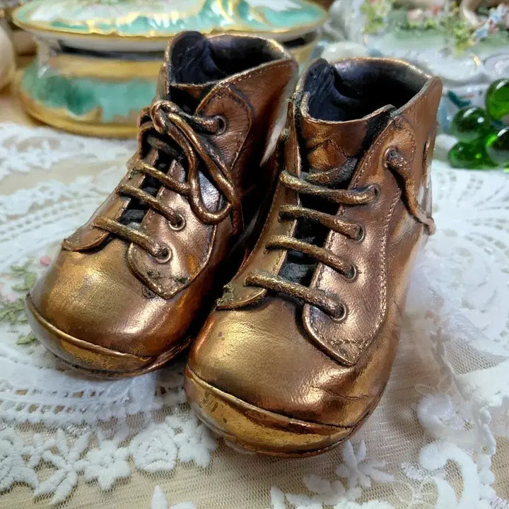 [BUNJANG] Rare 1940s Antique Bronze Baby Booties Pair - &