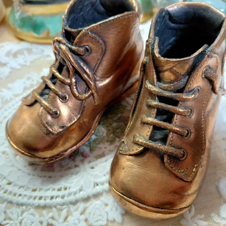 [BUNJANG] Rare 1940s Antique Bronze Baby Booties Pair - &