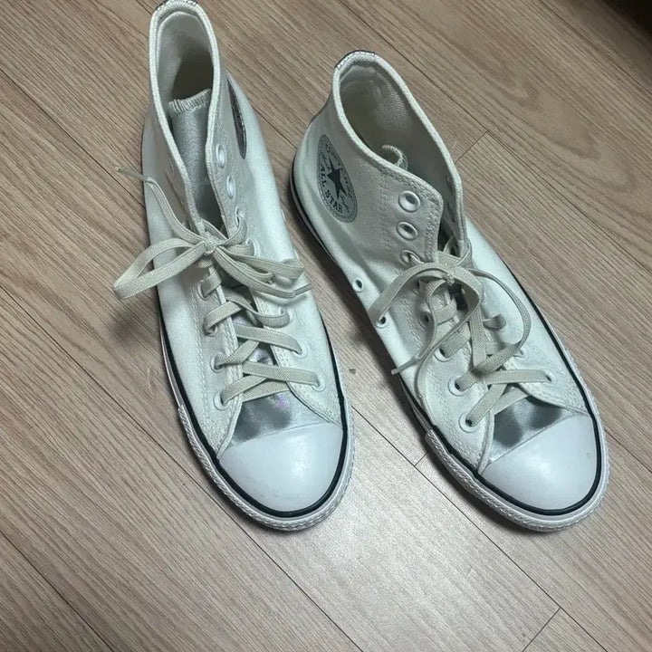 [BUNJANG] Converse High White Silver Sneakers (250) / 컨버스 하이 화이트실버/250