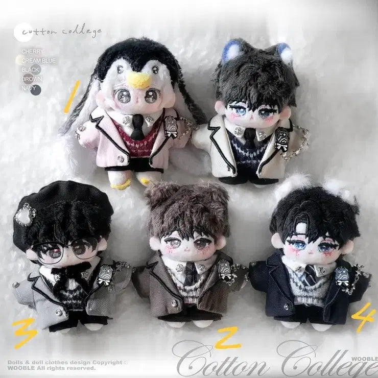 [BUNJANG] Woobble 5cm Cotton College Doll Clothes Black / 우블 5cm 코튼컬리지 블랙 양도 5깅 인형옷 솜 인형