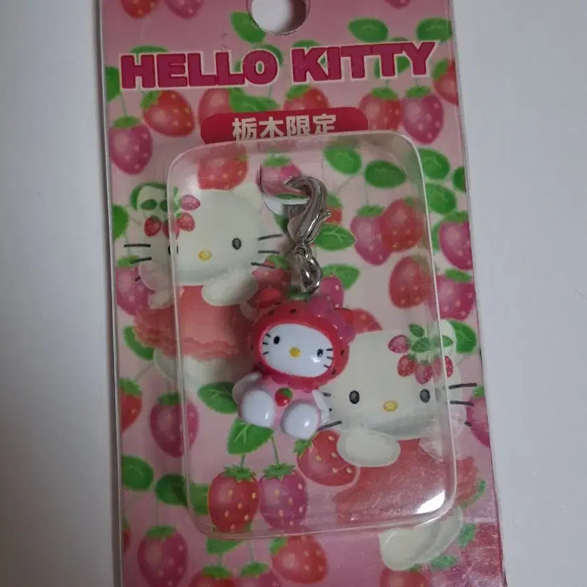 [BUNJANG] Classic Strawberry Bear Kitty Strap Keychain / 고전 딸기곰 키티스트랩 키링