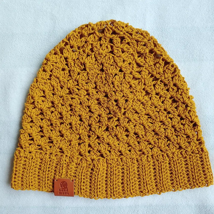 [BUNJANG] Handmade Net Beanie (Mustard) / 핸드메이드 그물 비니 (머스터드)