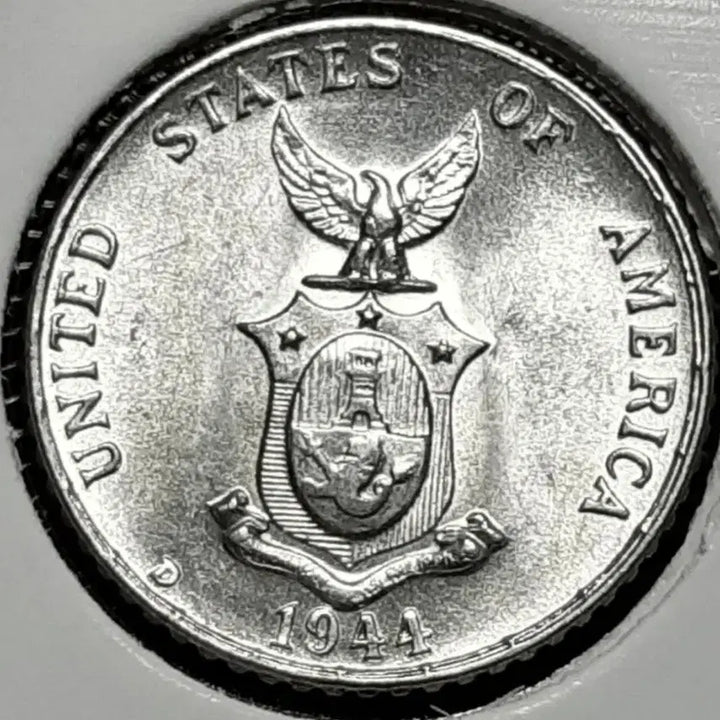 [BUNJANG] Philippine Silver 1944 10 Centavos Uncirculated Coin / [은화] 미국령 필리핀 미사용 1944년 10센타보스.외국주화 주화 화폐